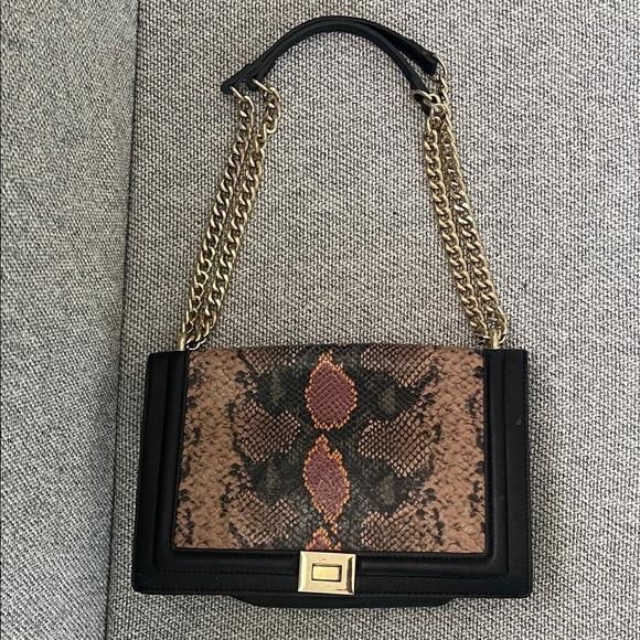 INC International Concepts Brown Snake Print Shoulder Bag - Picture 6 of 16